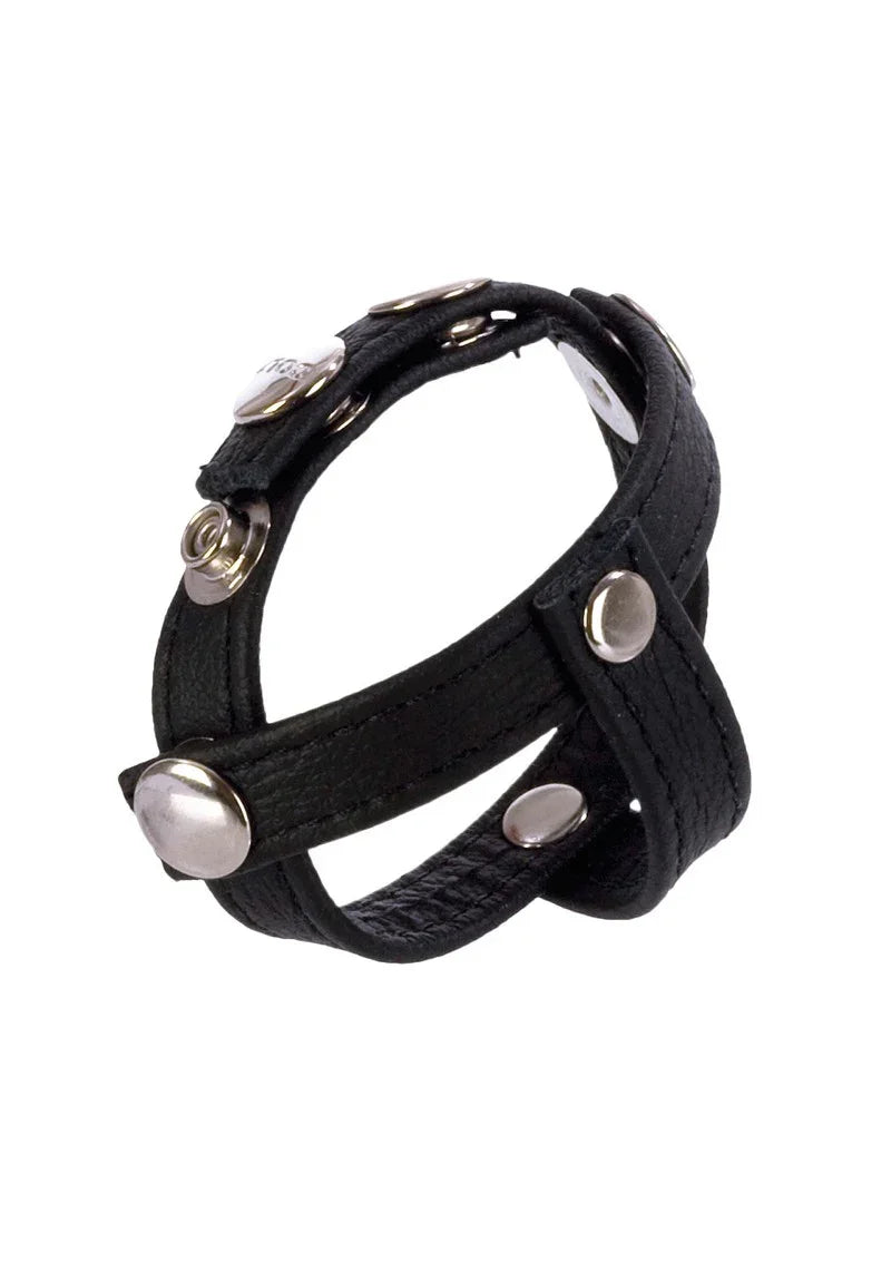 COLT Leather C/B Strap H-Piece Divider Cockring by CalExotics - Happytoys Sexshop: Toys for Feeling Happy & Easy 😊 - Discreet geleverd