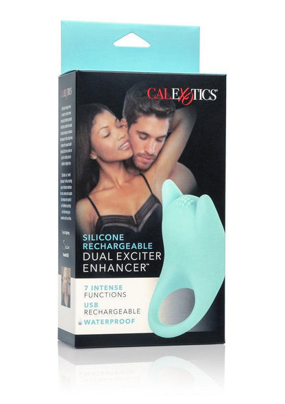 Silicone Rechargeable Dual Exciter Enhancer cockring & Vibrator in 1 by CalExotics - Happytoys Sexshop: Toys for Feeling Happy & Easy 😊 - Discreet geleverd