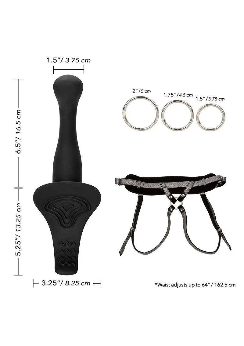 Her Royal Harness The Royal Vibrating Pegging Strap On set by CalExotics - Happytoys Sexshop: Toys for Feeling Happy & Easy 😊 - Discreet geleverd