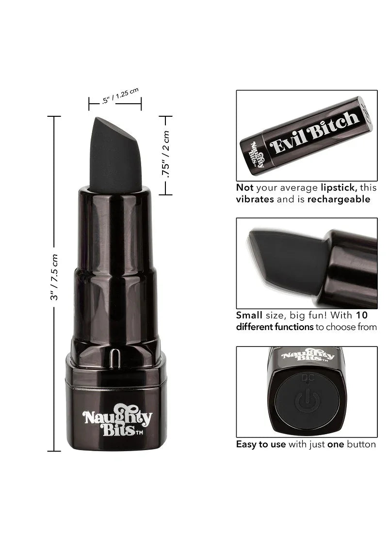 ♀ CalExotics Naughty Bits Evil Bitch Lipstick Vibrator - Happytoys Sexshop: Toys for Feeling Happy & Easy 😊 - Discreet geleverd