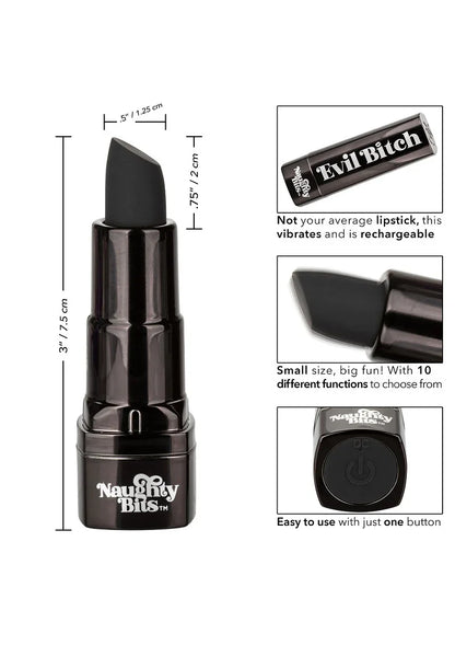 ♀ CalExotics Naughty Bits Evil Bitch Lipstick Vibrator - Happytoys Sexshop: Toys for Feeling Happy & Easy 😊 - Discreet geleverd