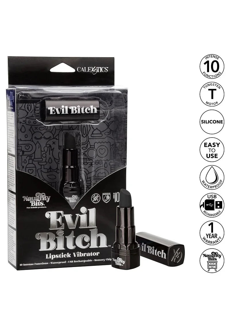 ♀ CalExotics Naughty Bits Evil Bitch Lipstick Vibrator - Happytoys Sexshop: Toys for Feeling Happy & Easy 😊 - Discreet geleverd