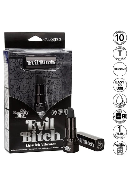 ♀ CalExotics Naughty Bits Evil Bitch Lipstick Vibrator - Happytoys Sexshop: Toys for Feeling Happy & Easy 😊 - Discreet geleverd