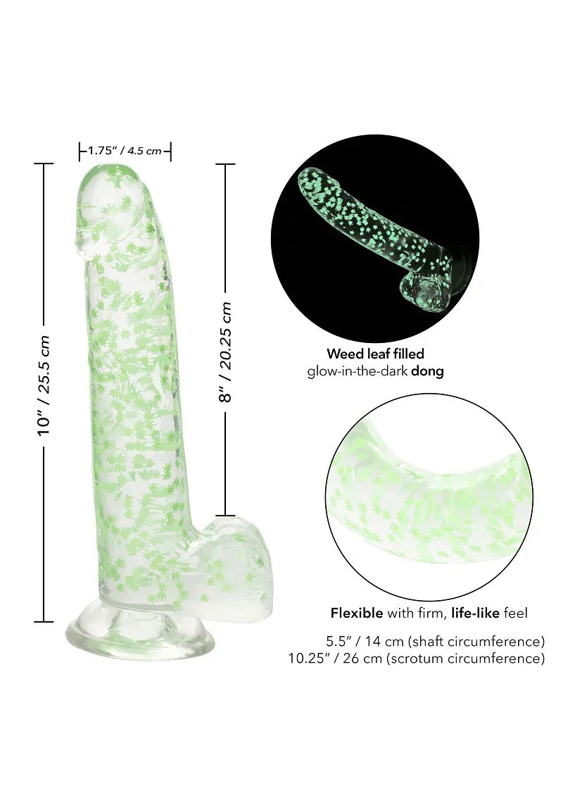 Naughty Bits I Leaf Dick Glow-In-The-Dark Weed Leaf Dildo by CalExotics - Happytoys Sexshop: Toys for Feeling Happy & Easy 😊 - Discreet geleverd
