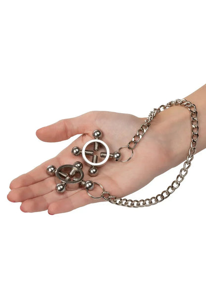 ♀ ♂ CalExotics tepelklemmen 4-punts tepelpers met ketting - Happytoys Sexshop: Toys for Feeling Happy & Easy 😊 - Discreet geleverd