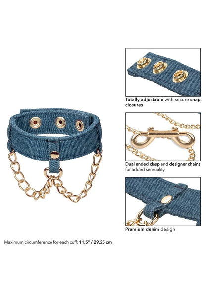 Ride 'em Premium Denim Collection Ankle Cuffs by CalExotics - Happytoys Sexshop: Toys for Feeling Happy & Easy 😊 - Discreet geleverd