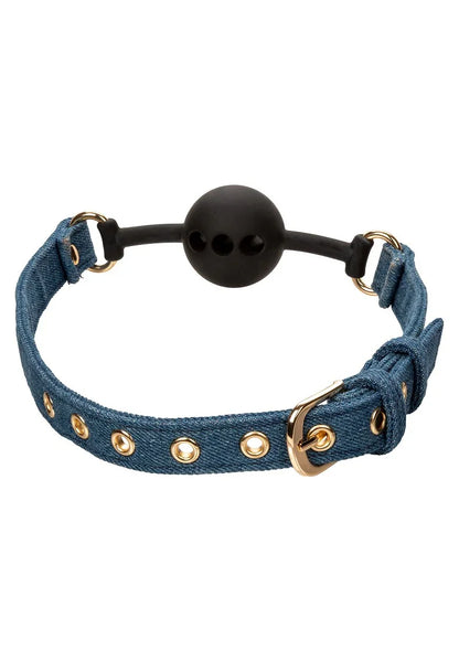 Ride 'em Premium Denim Collection Ball Gag by CalExotics - Happytoys Sexshop: Toys for Feeling Happy & Easy 😊 - Discreet geleverd