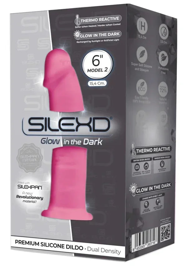 Dong Model 6 inch Glow Red by Silex-D - Happytoys Sexshop: Toys for Feeling Happy & Easy 😊 - Discreet geleverd