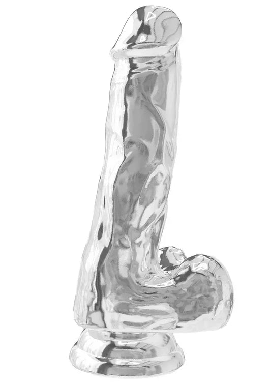 Get Real Clear Dildo with Balls 6' by ToyJoy - Happytoys Sexshop: Toys for Feeling Happy & Easy 😊 - Discreet geleverd