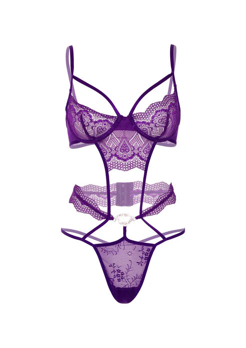 Heart Lace Teddy with Jewel by Daring Intimates