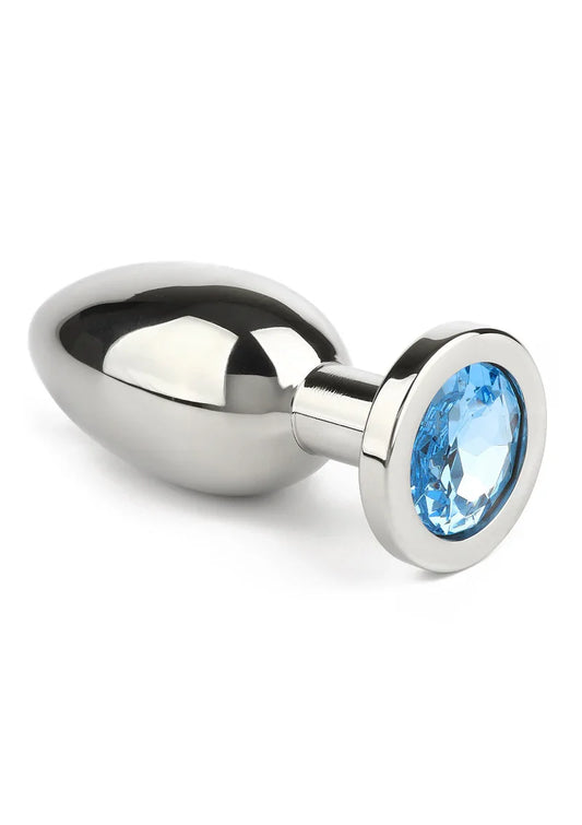 Mr. Steel Jewled Butt Plug Large (Aqua) - Happytoys Sexshop: Toys for Feeling Happy & Easy 😊 - Discreet geleverd