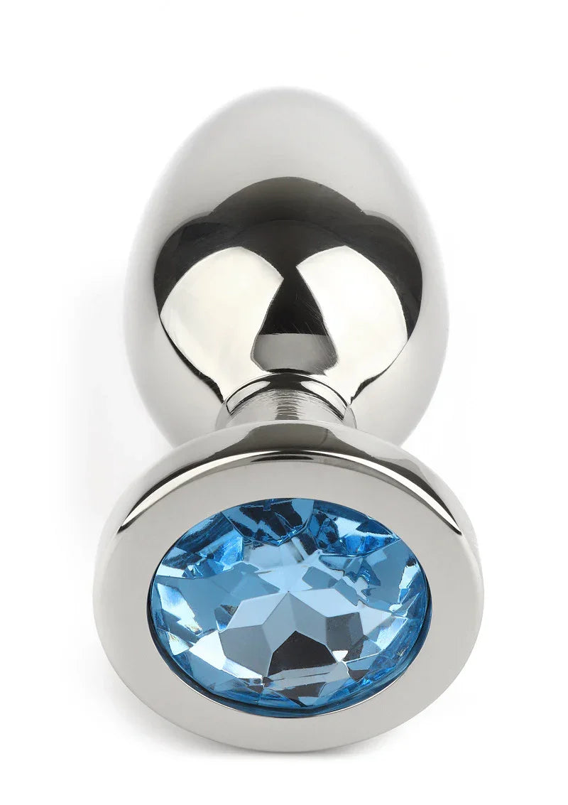 Mr. Steel Jewled Butt Plug Large (Aqua) - Happytoys Sexshop: Toys for Feeling Happy & Easy 😊 - Discreet geleverd