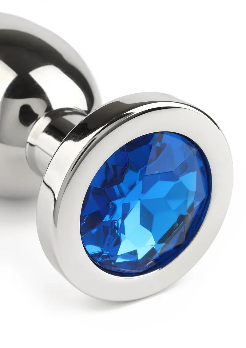 Mr. Steel Jewled Butt Plug Large (Blue) - Happytoys Sexshop: Toys for Feeling Happy & Easy 😊 - Discreet geleverd