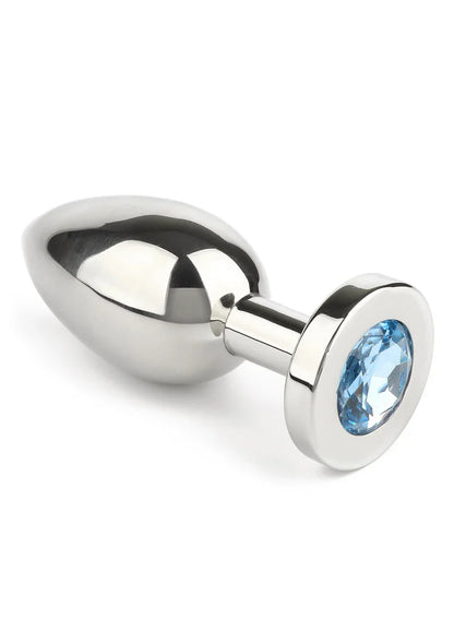 Mr. Steel Jewled Butt Plug Medium (Aqua) - Happytoys Sexshop: online sex shop for Feeling Happy & Easy 😊 - Discreet geleverd