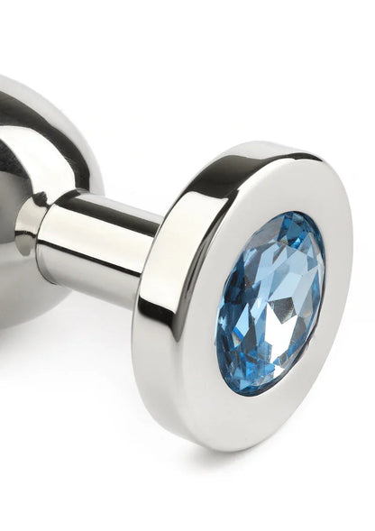 Mr. Steel Jewled Butt Plug Medium (Aqua) - Happytoys Sexshop: online sex shop for Feeling Happy & Easy 😊 - Discreet geleverd