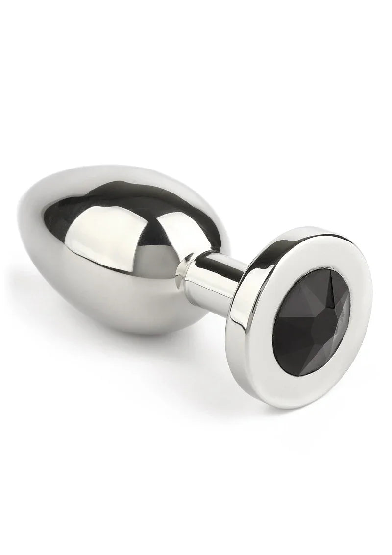 Mr. Steel Jewled Butt Plug Medium (Black) - Happytoys Sexshop: Toys for Feeling Happy & Easy 😊 - Discreet geleverd