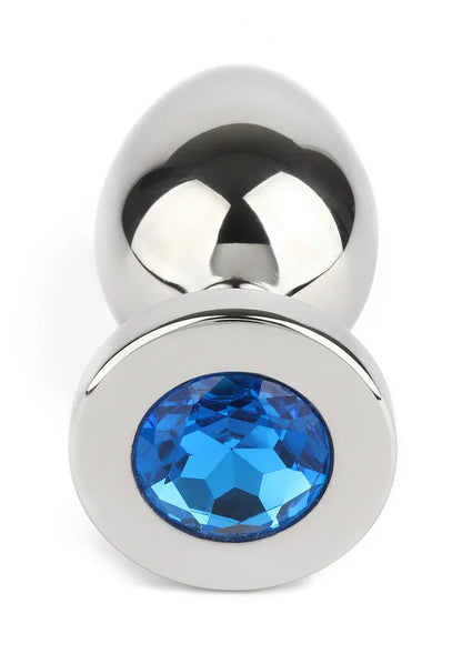 Mr. Steel Jewled Butt Plug Medium (Blue) - Happytoys Sexshop: online sex shop for Feeling Happy & Easy 😊 - Discreet geleverd
