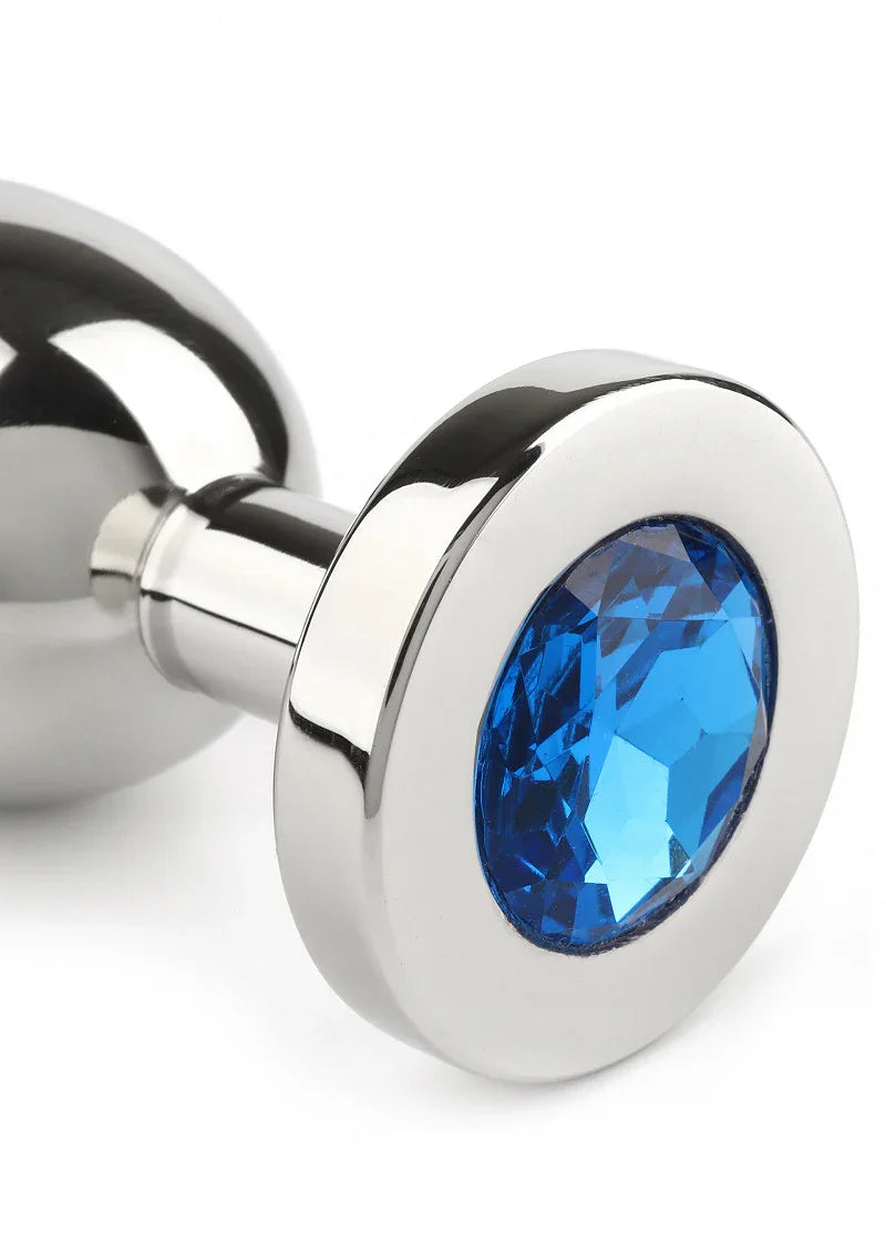 Mr. Steel Jewled Butt Plug Medium (Blue) - Happytoys Sexshop: Toys for Feeling Happy & Easy 😊 - Discreet geleverd