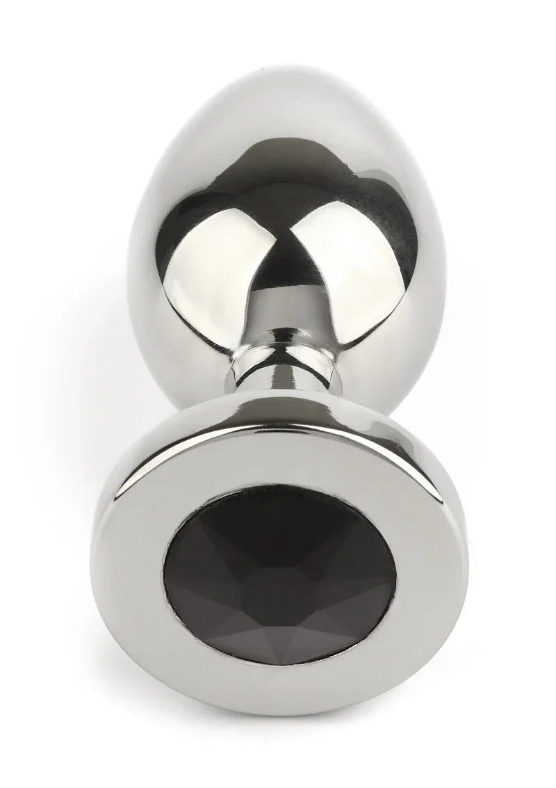 Mr. Steel Jewled Butt Plug Medium (Black) - Happytoys Sexshop: Toys for Feeling Happy & Easy 😊 - Discreet geleverd