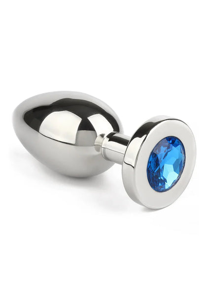 Mr. Steel Jewled Butt Plug Medium (Blue) - Happytoys Sexshop: online sex shop for Feeling Happy & Easy 😊 - Discreet geleverd