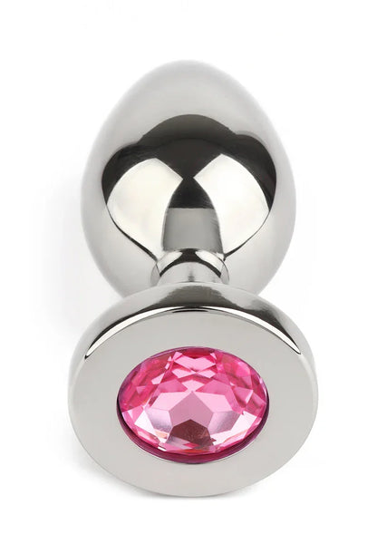 Mr. Steel Jewled Butt Plug Medium (Pink) - Happytoys Sexshop: online sex shop for Feeling Happy & Easy 😊 - Discreet geleverd