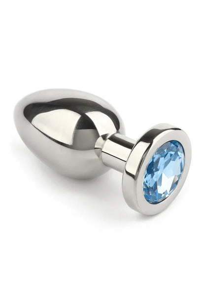 Mr. Steel Jewled Butt Plug Small (Aqua) - Happytoys Sexshop: online sex shop for Feeling Happy & Easy 😊 - Discreet geleverd