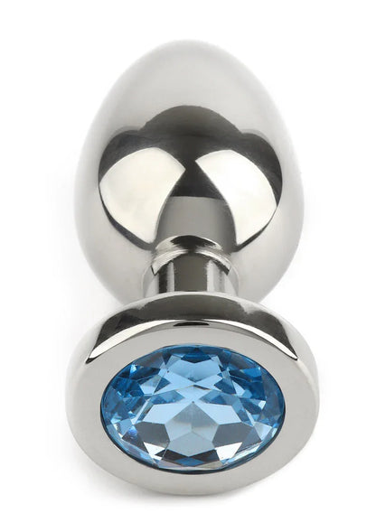 Mr. Steel Jewled Butt Plug Small (Aqua) - Happytoys Sexshop: online sex shop for Feeling Happy & Easy 😊 - Discreet geleverd