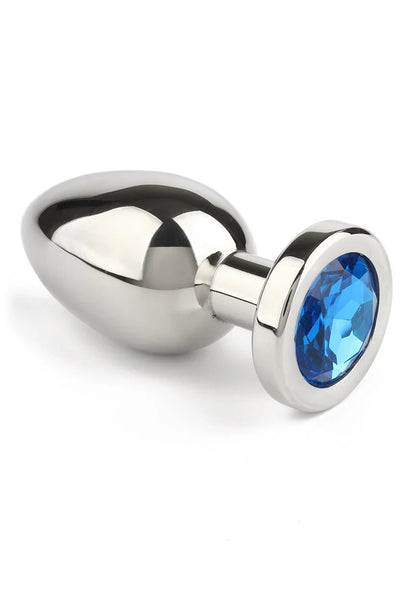 Mr. Steel Jewled Butt Plug Small (Blue) - Happytoys Sexshop: online sex shop for Feeling Happy & Easy 😊 - Discreet geleverd