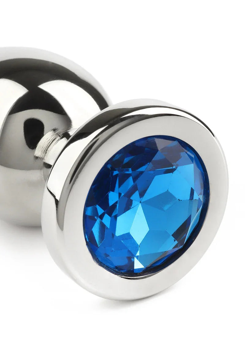 Mr. Steel Jewled Butt Plug Small (Blue) - Happytoys Sexshop: Toys for Feeling Happy & Easy 😊 - Discreet geleverd