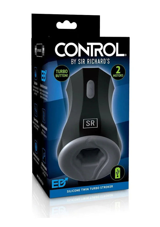 Pipedream CONTROL by Sir Richard's Silicone Twin Turbo Stroker Masturbator - Happytoys Sexshop: Toys for Feeling Happy & Easy 😊 - Discreet geleverd
