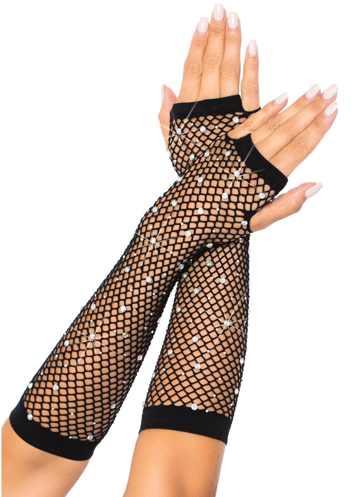 Beste vandaag nog: Rhinestone Fishnet Arm Warmers by Leg Avenue - bij Happytoys Sexshop: online sex shop for Feeling Happy & Easy 😊 - Zwart - One Size