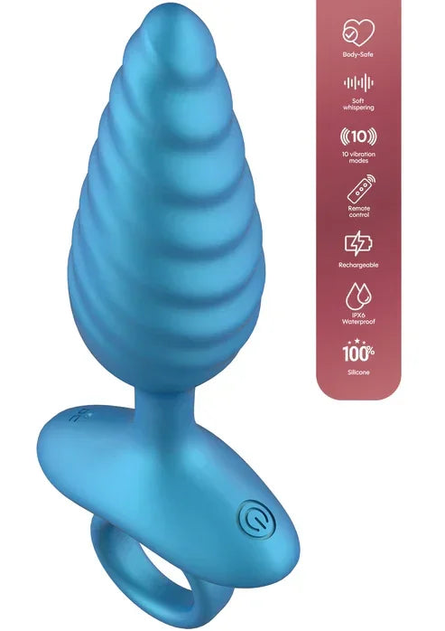 Ribbed Anal Plug Vibrating + Remote by Playhouse