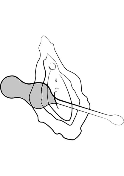 Cello-tip G-spot vibrator van Romp positioneringsdiagram voor plaatsing.