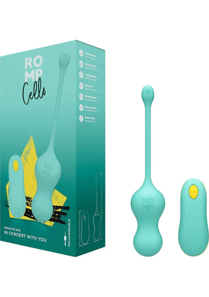 Teal G-spot tipvibrator en verpakking met gele knop vooraan