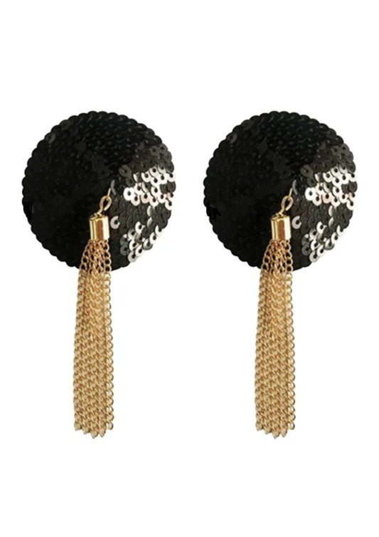 Sequin Nipple Covers w Chain by Kinky Diva