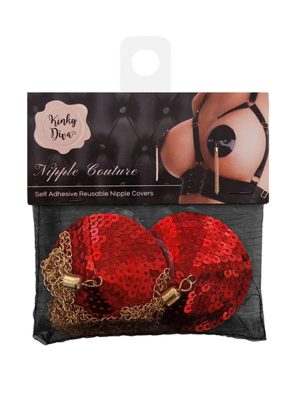 Sequin Nipple Covers w Chain by Kinky Diva
