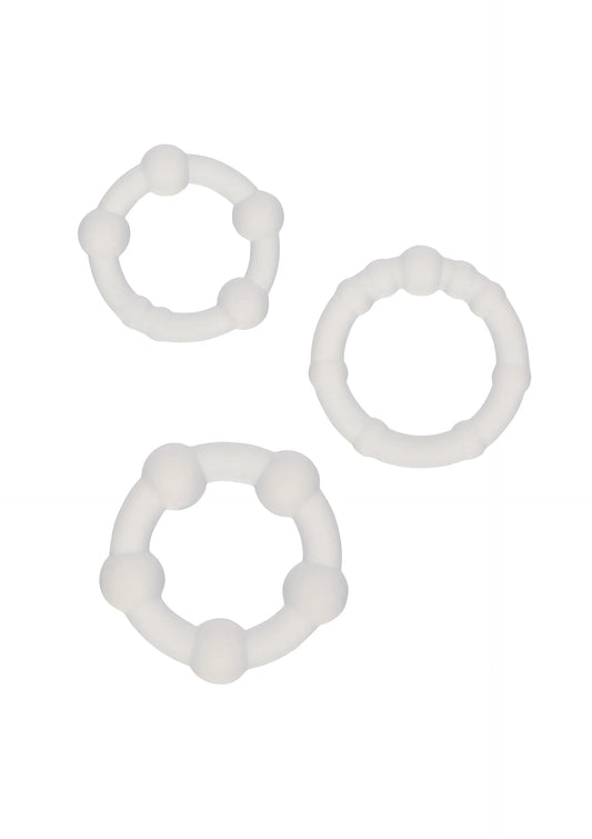 Bestel: Silicone Beaded Rings by CalExotics Alpha - cockrings bij Happytoys.nl, happytoys.be, Happytoys.ae: erotische sex webshop | liever Happy dan Easy ⭐⭐⭐⭐⭐ - Default Title - 16746 - CLEAR