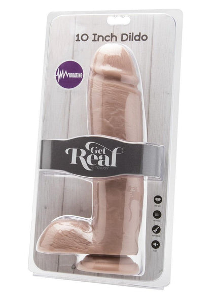 Get Real Dildo 10' with Balls Vibrator by ToyJoy - Happytoys Sexshop: Toys for Feeling Happy & Easy 😊 - Discreet geleverd