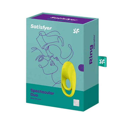SATISFYER - SPECTACULAR DUO RING VIBRATOR YELLOW - Happytoys Sexshop: online sex shop for Feeling Happy & Easy 😊 - Discreet geleverd