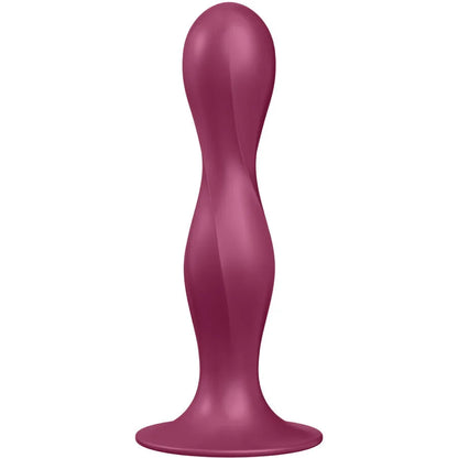 SATISFYER - DOUBLE BALL-R SILICONE DILDO GARNET - Happytoys Sexshop: online sex shop for Feeling Happy & Easy 😊 - Discreet geleverd