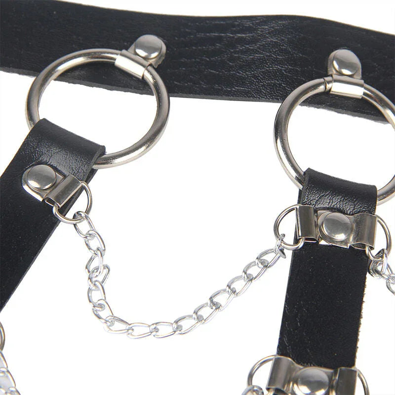 SUBBLIME - CHEST HARNESS LEATHER CHAINS BLACK ONE SIZE - Happytoys Sexshop: online sex shop for Feeling Happy & Easy 😊 - Discreet geleverd