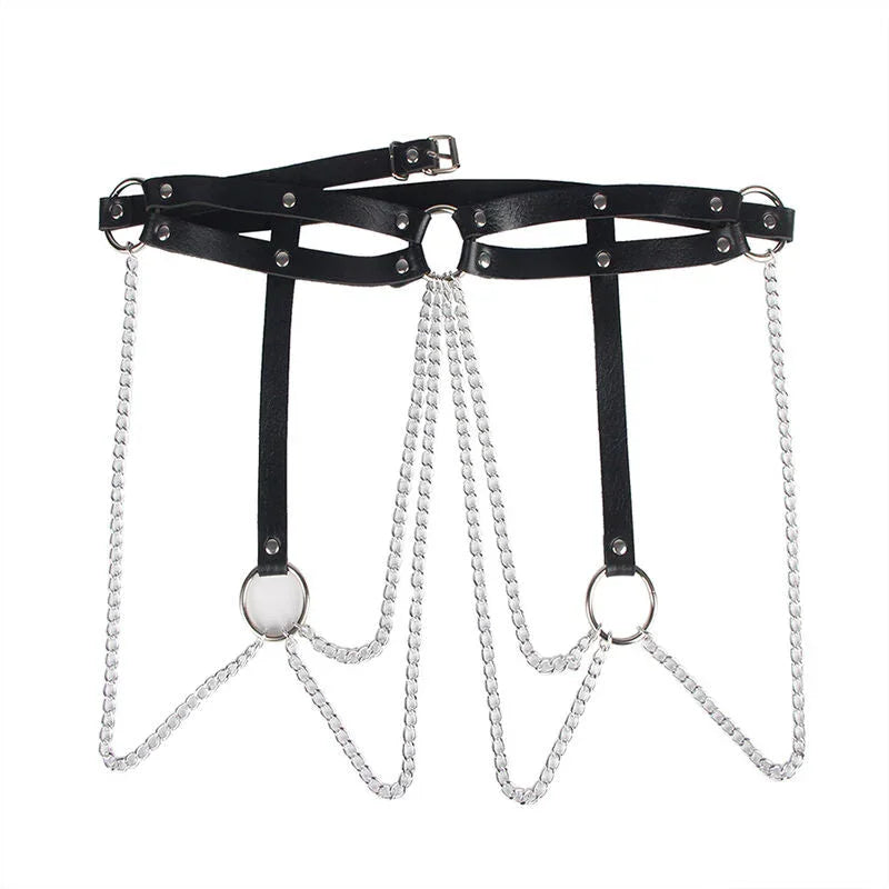 SUBBLIME - LEATHER RING CHAINBELT BLACK ONE SIZE - Happytoys Sexshop: online sex shop for Feeling Happy & Easy 😊 - Discreet geleverd