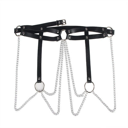 SUBBLIME - LEATHER RING CHAINBELT BLACK ONE SIZE - Happytoys Sexshop: online sex shop for Feeling Happy & Easy 😊 - Discreet geleverd