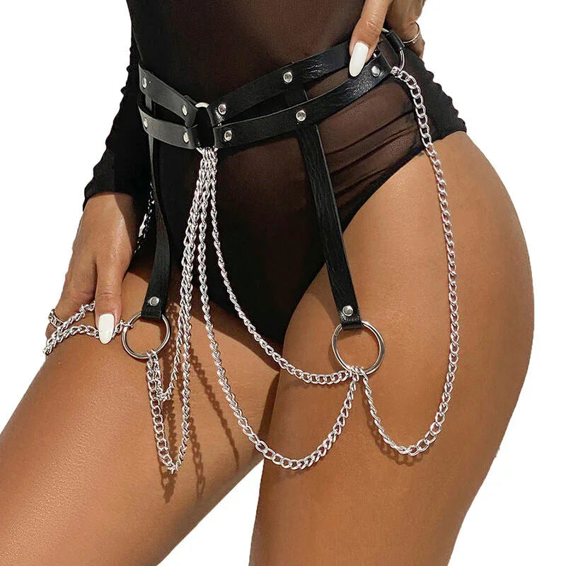 SUBBLIME - LEATHER RING CHAINBELT BLACK ONE SIZE - Happytoys Sexshop: online sex shop for Feeling Happy & Easy 😊 - Discreet geleverd