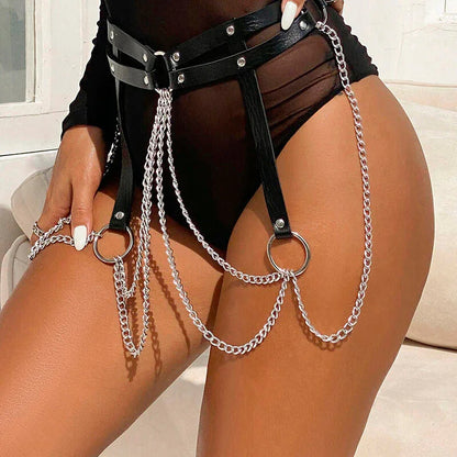 SUBBLIME - LEATHER RING CHAINBELT BLACK ONE SIZE - Happytoys Sexshop: online sex shop for Feeling Happy & Easy 😊 - Discreet geleverd