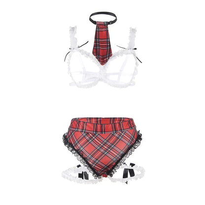 SUBBLIME - SEXY SCHOOLGIRL COSTUME WITH BRA L/XL - Happytoys Sexshop: online sex shop for Feeling Happy & Easy 😊 - Discreet geleverd