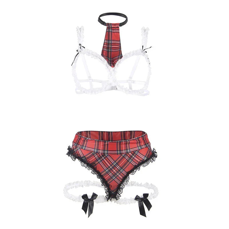 SUBBLIME - SEXY SCHOOLGIRL COSTUME WITH BRA L/XL - Happytoys Sexshop: online sex shop for Feeling Happy & Easy 😊 - Discreet geleverd