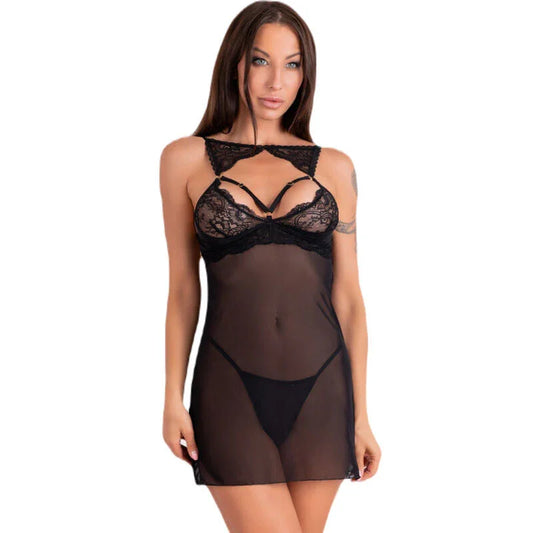 LIVCO CORSETTI FASHION - KROLINA LC 90734 CHEMISE + THONG BLACK S/M - Happytoys Sexshop: online sex shop for Feeling Happy & Easy 😊 - Discreet geleverd