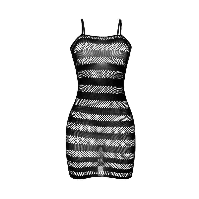 SUBBLIME - 951733 FISHNET DRESS WITH BLACK STRIPES ONE SIZE - Happytoys Sexshop: online sex shop for Feeling Happy & Easy 😊 - Discreet geleverd