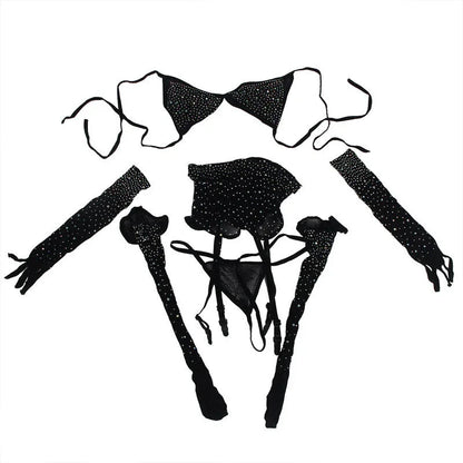 SUBBLIME - 952174 FISHNET BODYSTOCKING WITH GLOVES AND DIAMONDS BLACK ONE SIZE - Happytoys Sexshop: online sex shop for Feeling Happy & Easy 😊 - Discreet geleverd